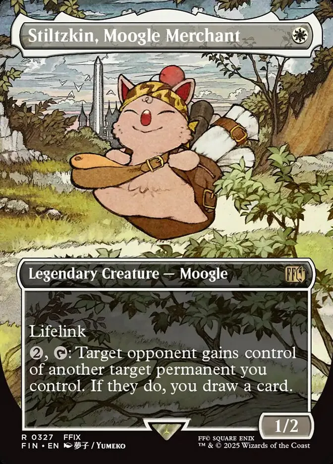 2025 Final Fantasy Stiltzkin, Moogle Merchant [Borderless Foil] rare #327 rare card image