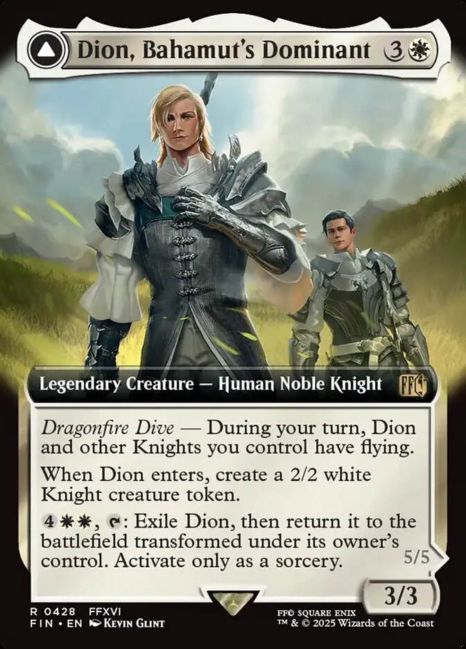 2025 Final Fantasy Dion, Bahamut's Dominant // Bahamut, Warden of Light [Extended Art Foil] rare #428 rare card image