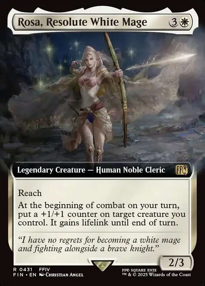 2025 Final Fantasy Rosa, Resolute White Mage [Extended Art Foil] rare #431 rare card image