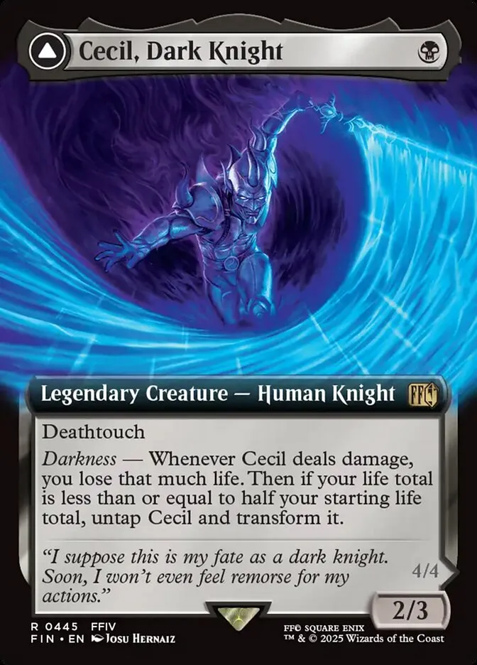 2025 Final Fantasy Cecil, Dark Knight // Cecil, Redeemed Paladin [Extended Art Foil] rare #445 rare card image