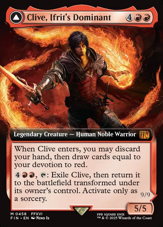 2025 Final Fantasy Clive, Ifrit's Dominant // Ifrit, Warden of Inferno [Extended Art Foil] mythic #458 mythic card image