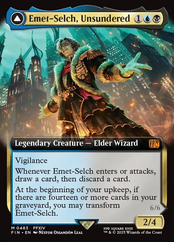 2025 Final Fantasy Emet-Selch, Unsundered // Hades, Sorcerer of Eld [Extended Art Foil] mythic #483 mythic card image