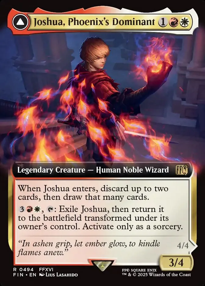2025 Final Fantasy Joshua, Phoenix's Dominant // Phoenix, Warden of Fire [Extended Art Foil] rare #494 rare card image