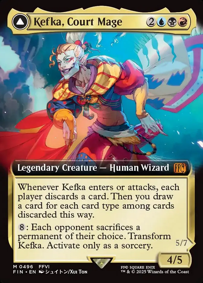 2025 Final Fantasy Kefka, Court Mage // Kefka, Ruler of Ruin [Extended Art Foil] mythic #496 mythic card image