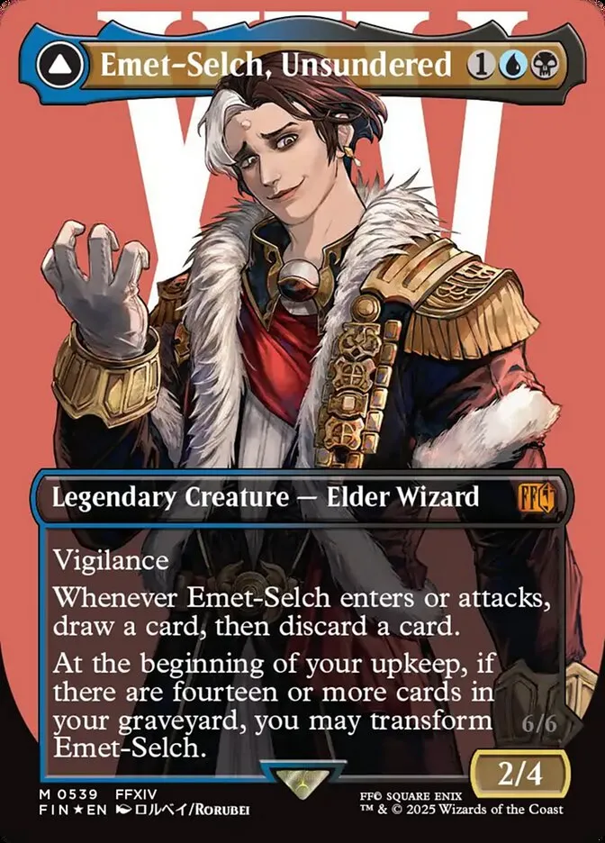 2025 Final Fantasy Emet-Selch, Unsundered // Hades, Sorcerer of Eld mythic #539 mythic card image