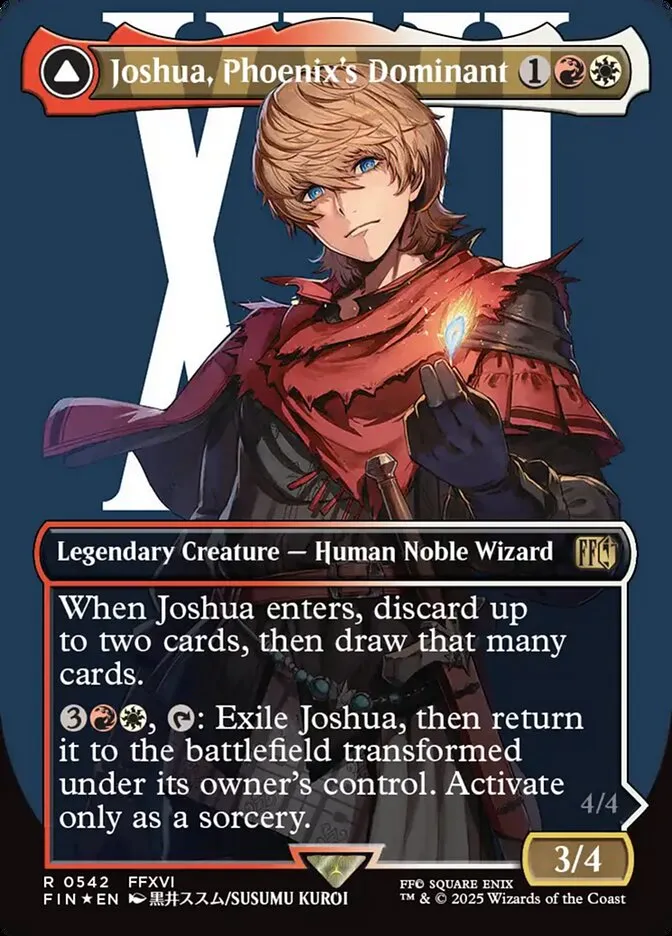 2025 Final Fantasy Joshua, Phoenix's Dominant // Phoenix, Warden of Fire rare #542 rare card image