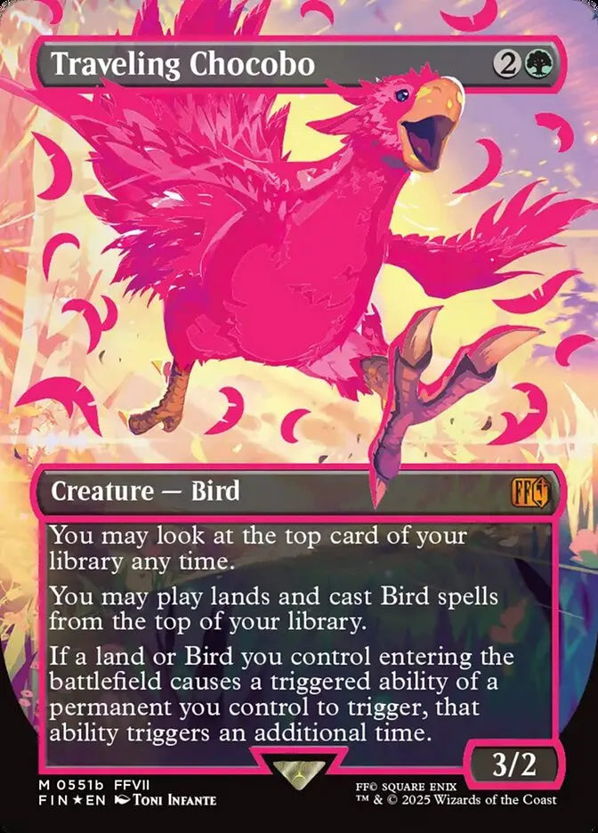 2025 Final Fantasy Traveling Chocobo [Borderless Pink Foil] mythic #551b mythic card image