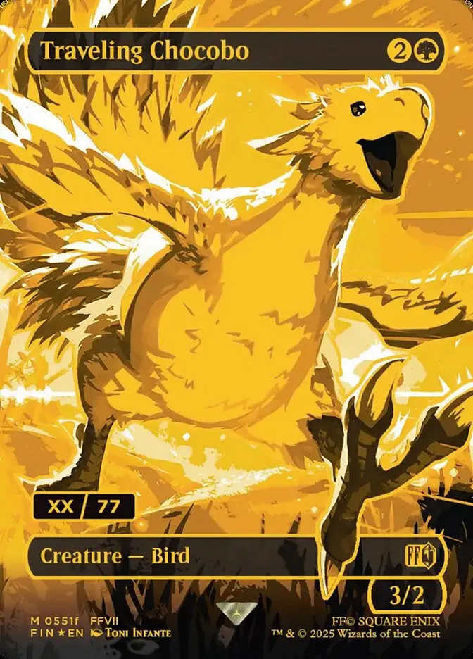 2025 Final Fantasy Traveling Chocobo [Borderless Gold Serialized] mythic #551f mythic card image