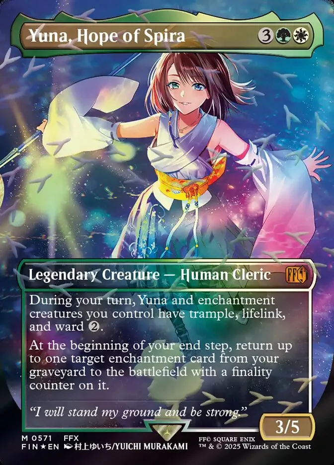 2025 Final Fantasy Yuna, Hope of Spira [Borderless Foil] mythic #571 mythic card image