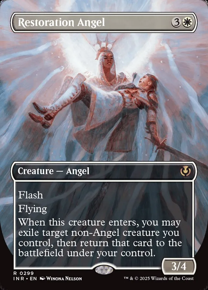 2025 Innistrad Remastered Restoration Angel [Borderless] rare #299 rare card image
