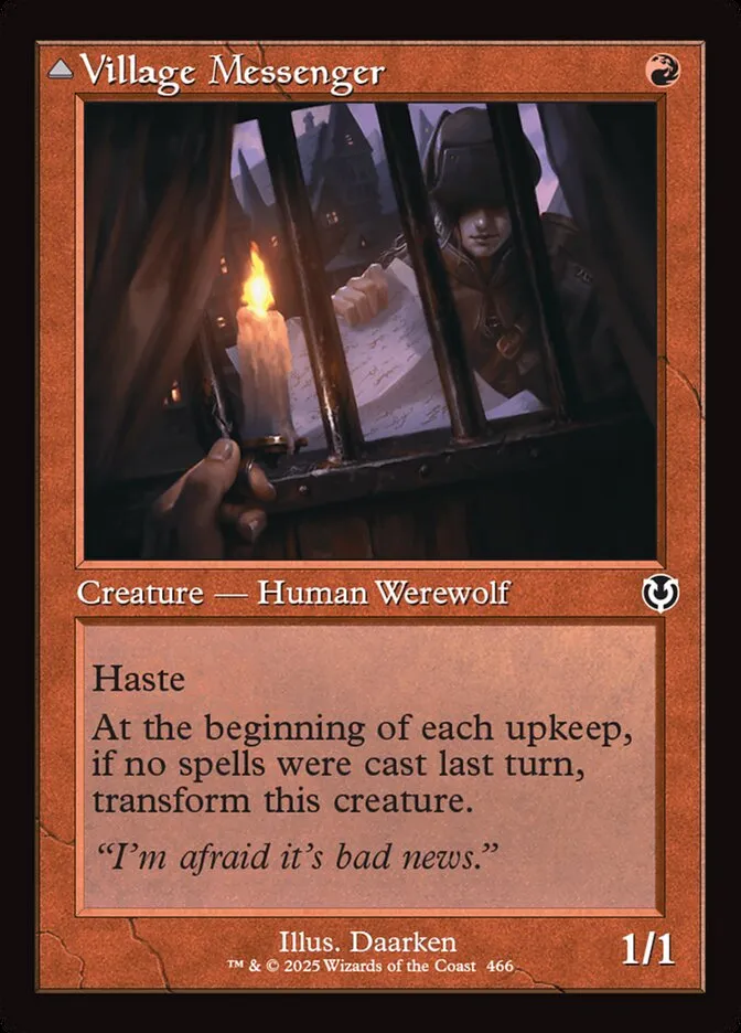2025 Innistrad Remastered Village Messenger // Moonrise Intruder #466 common card image