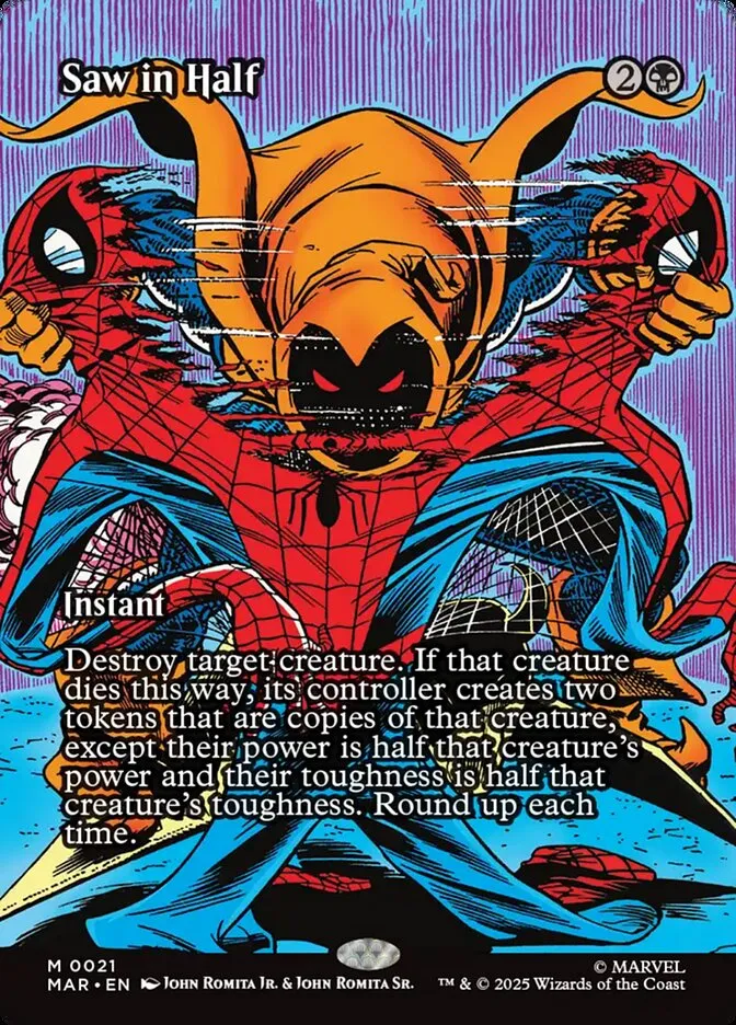 2025 Marvel Universe Saw in Half mythic #21 mythic card image