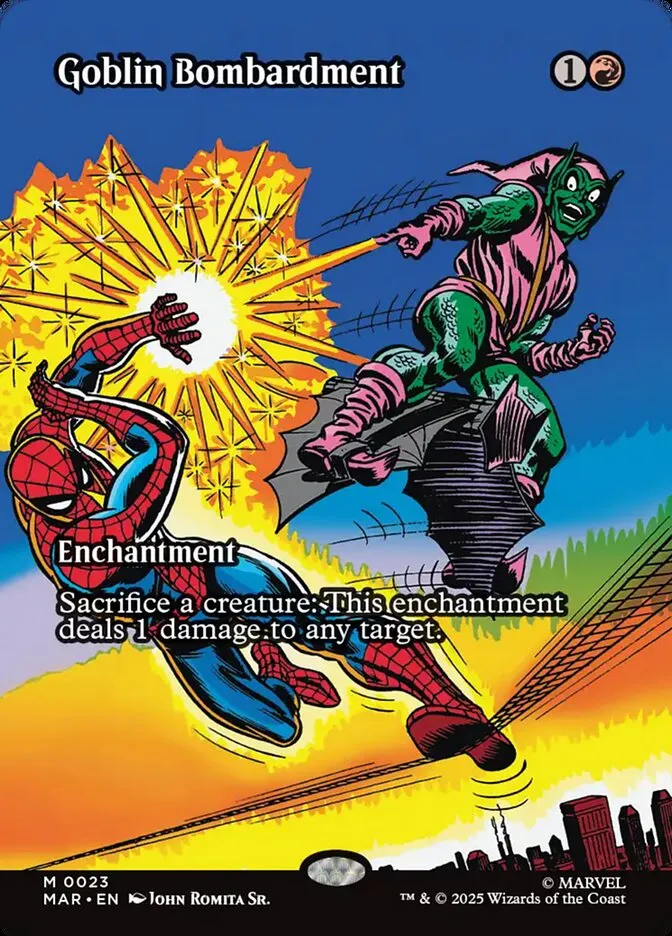2025 Marvel Universe Goblin Bombardment mythic #23 mythic card image