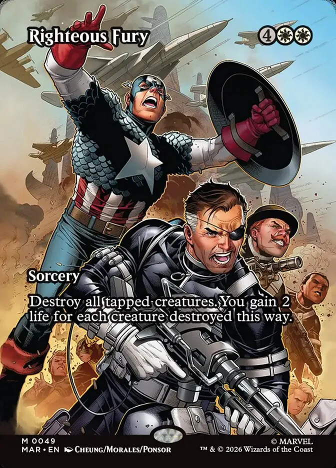 2025 Marvel Universe Righteous Fury mythic #49 mythic card image