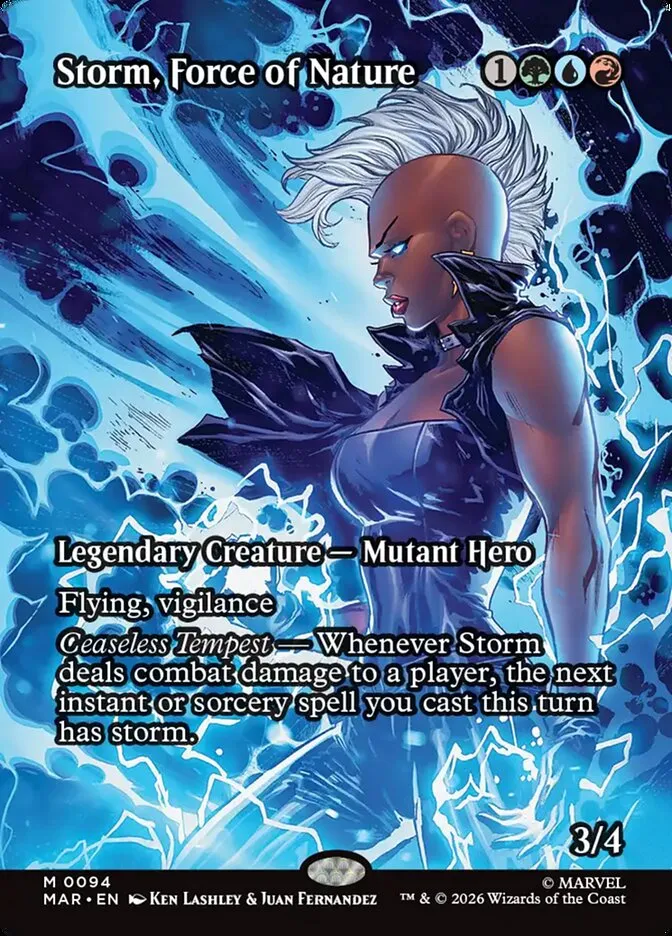 2025 Marvel Universe Storm, Force of Nature mythic #94 mythic card image