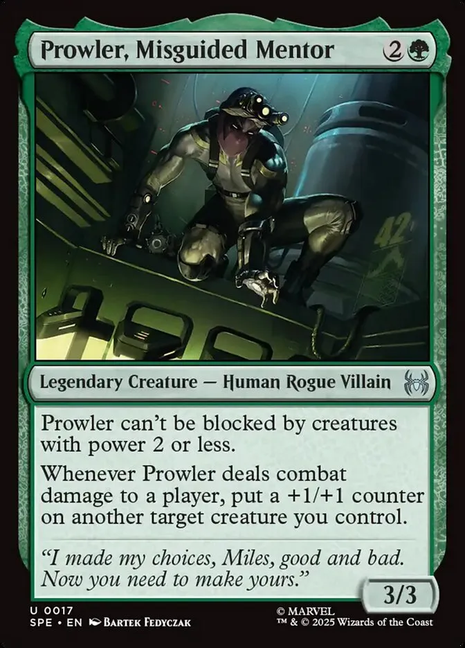 2025 Marvel's Spider-Man Eternal Prowler, Misguided Mentor uncommon #17 uncommon card image
