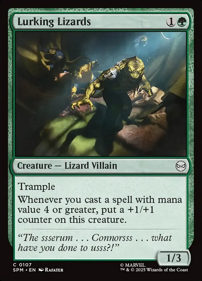 2025 Marvel's Spider-Man Lurking Lizards common #107 common card image