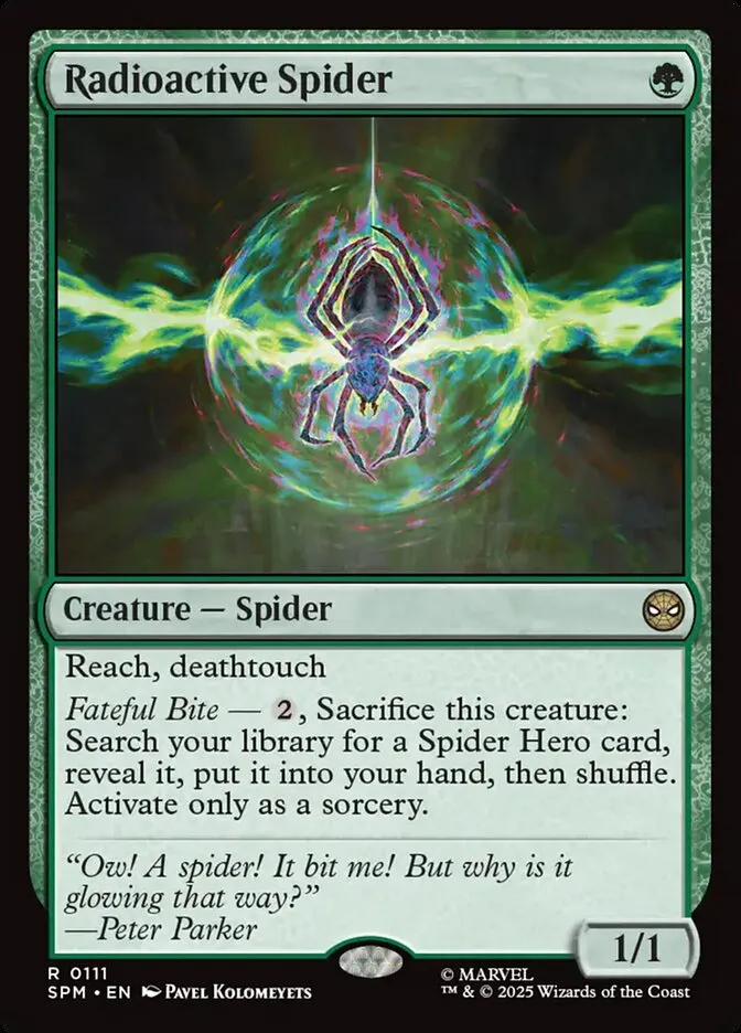 2025 Marvel's Spider-Man Radioactive Spider #111 rare card image