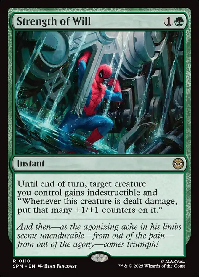 2025 Marvel's Spider-Man Strength of Will #118 rare card image