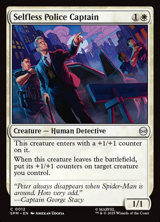 2025 Marvel's Spider-Man Selfless Police Captain common #12 common card image