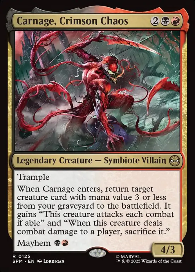 2025 Marvel's Spider-Man Carnage, Crimson Chaos #125 rare card image