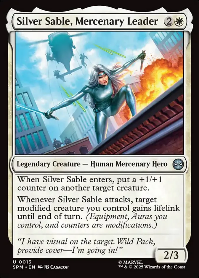 2025 Marvel's Spider-Man Silver Sable, Mercenary Leader uncommon #13 uncommon card image