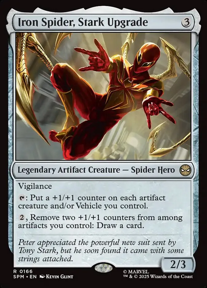 2025 Marvel's Spider-Man Iron Spider, Stark Upgrade #166 rare card image