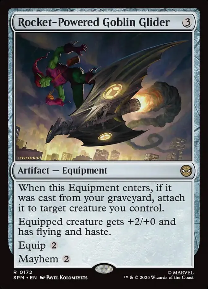 2025 Marvel's Spider-Man Rocket-Powered Goblin Glider #172 rare card image
