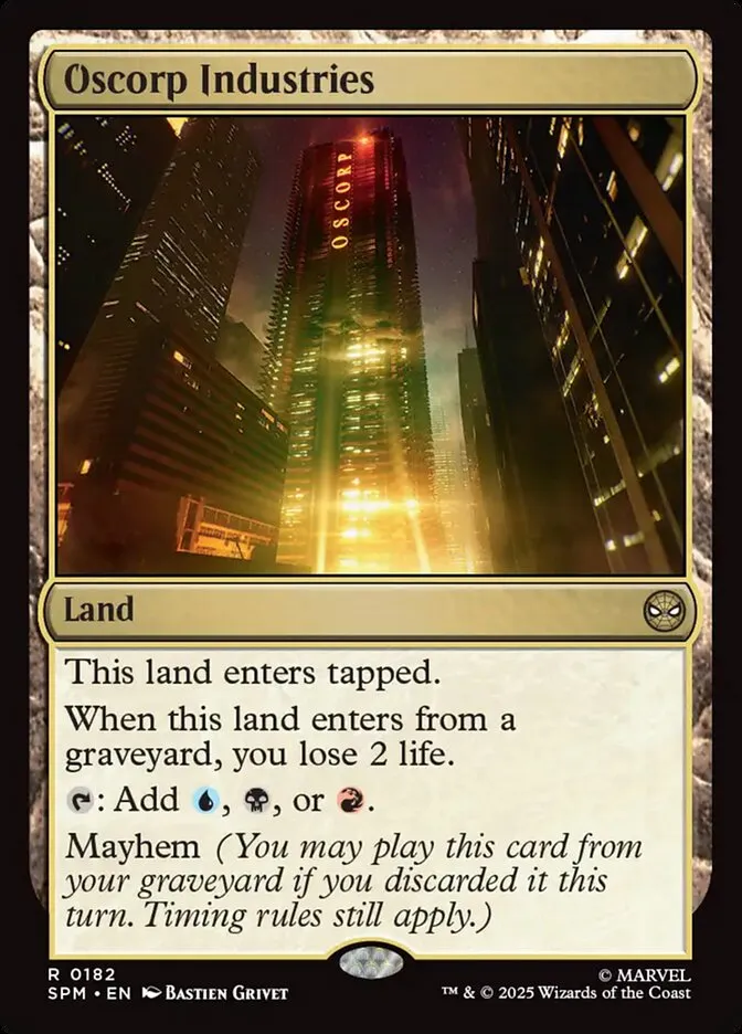 2025 Marvel's Spider-Man Oscorp Industries #182 rare card image
