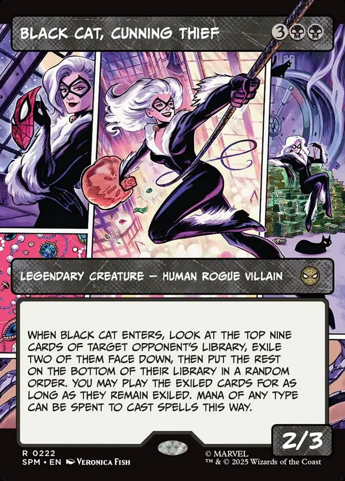 2025 Marvel's Spider-Man Black Cat, Cunning Thief #222 rare card image