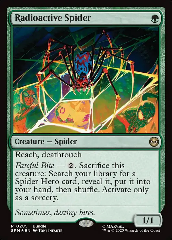 2025 Marvel's Spider-Man Radioactive Spider rare #285 rare card image