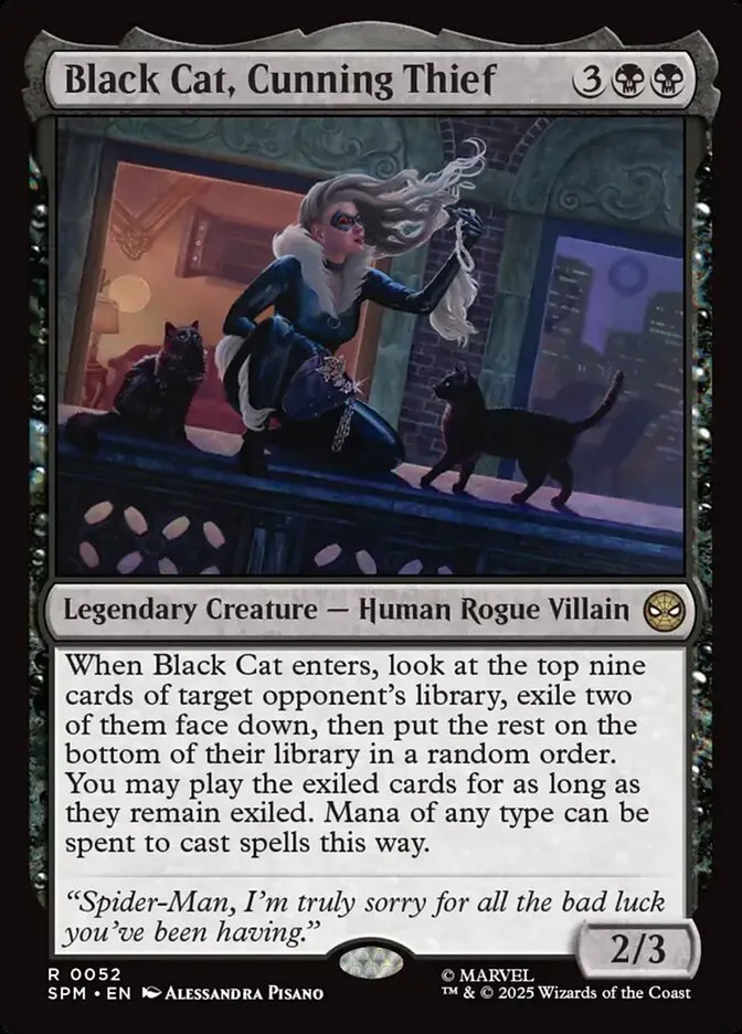 2025 Marvel's Spider-Man Black Cat, Cunning Thief rare #52 rare card image