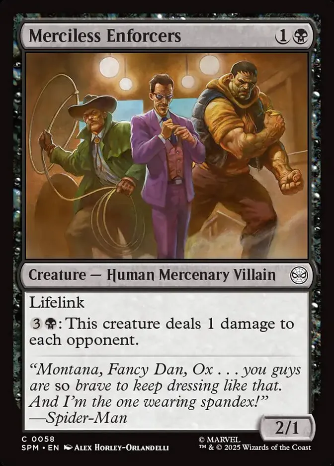 2025 Marvel's Spider-Man Merciless Enforcers common #58 common card image