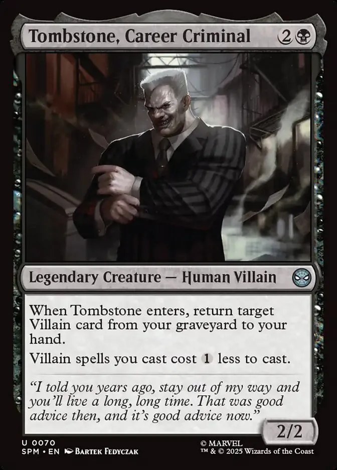 2025 Marvel's Spider-Man Tombstone, Career Criminal uncommon #70 uncommon card image
