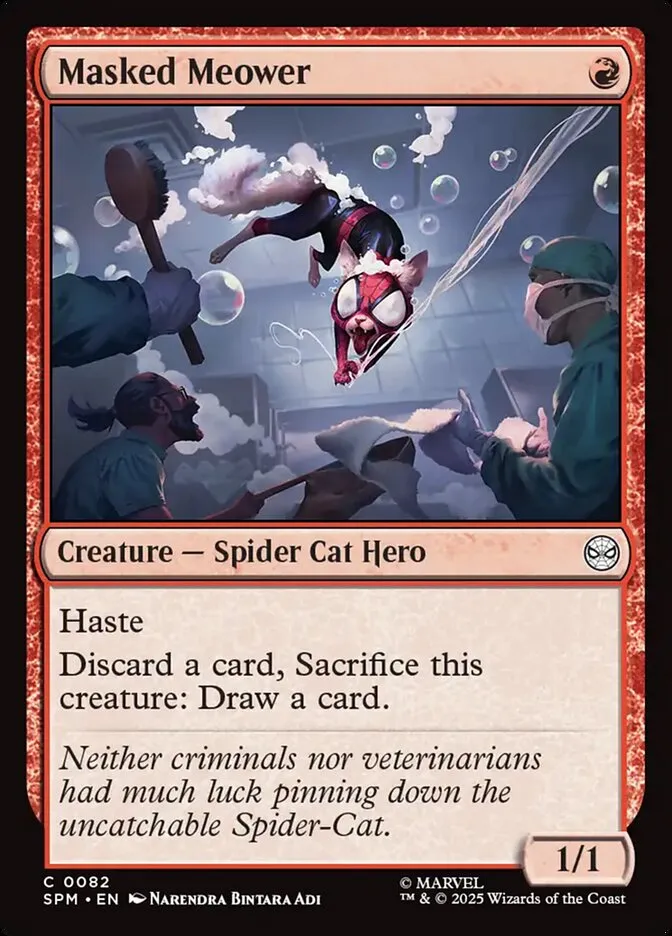 2025 Marvel's Spider-Man Masked Meower common #82 common card image