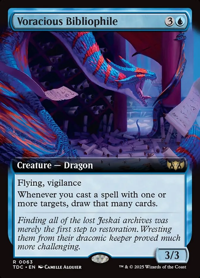 2025 Tarkir: Dragonstorm Commander Voracious Bibliophile rare #63 rare card image