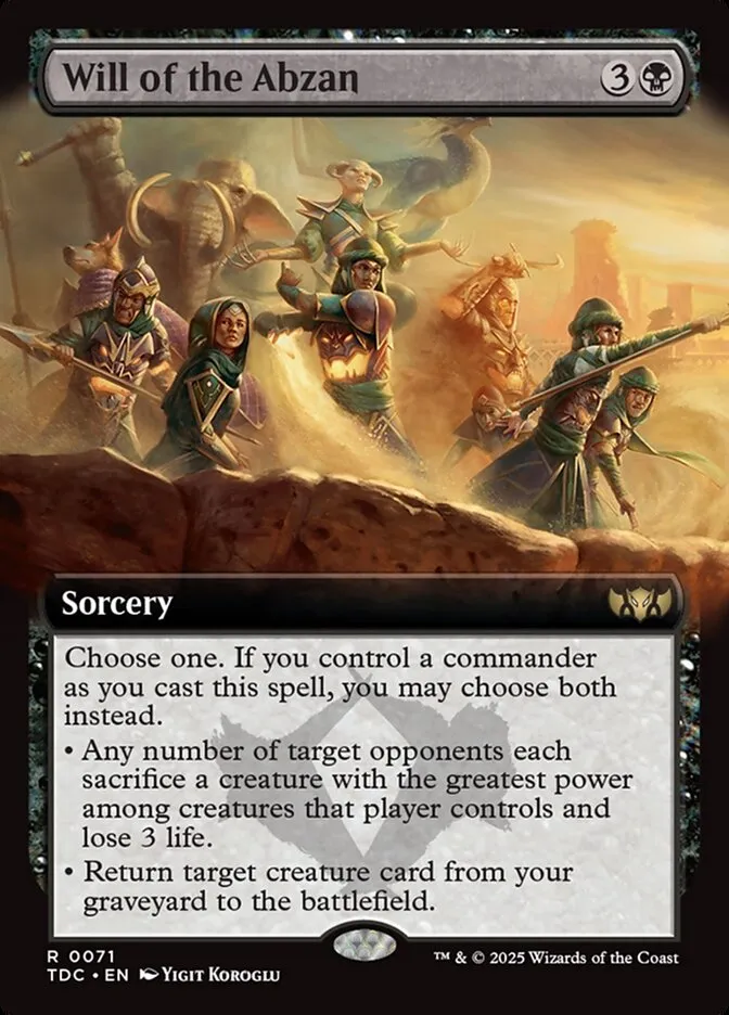 2025 Tarkir: Dragonstorm Commander Will of the Abzan rare #71 rare card image