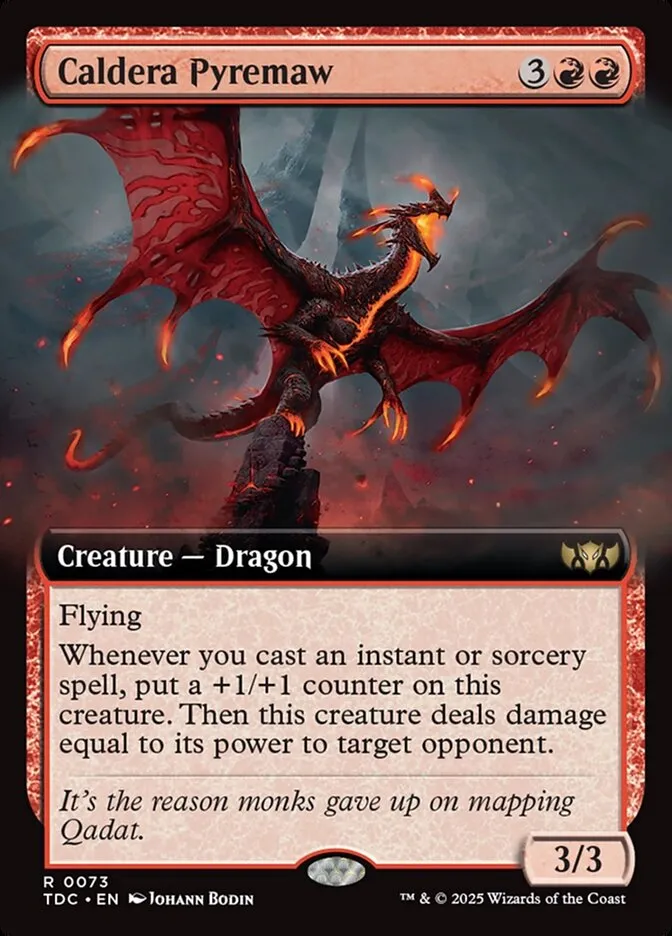 2025 Tarkir: Dragonstorm Commander Caldera Pyremaw rare #73 rare card image