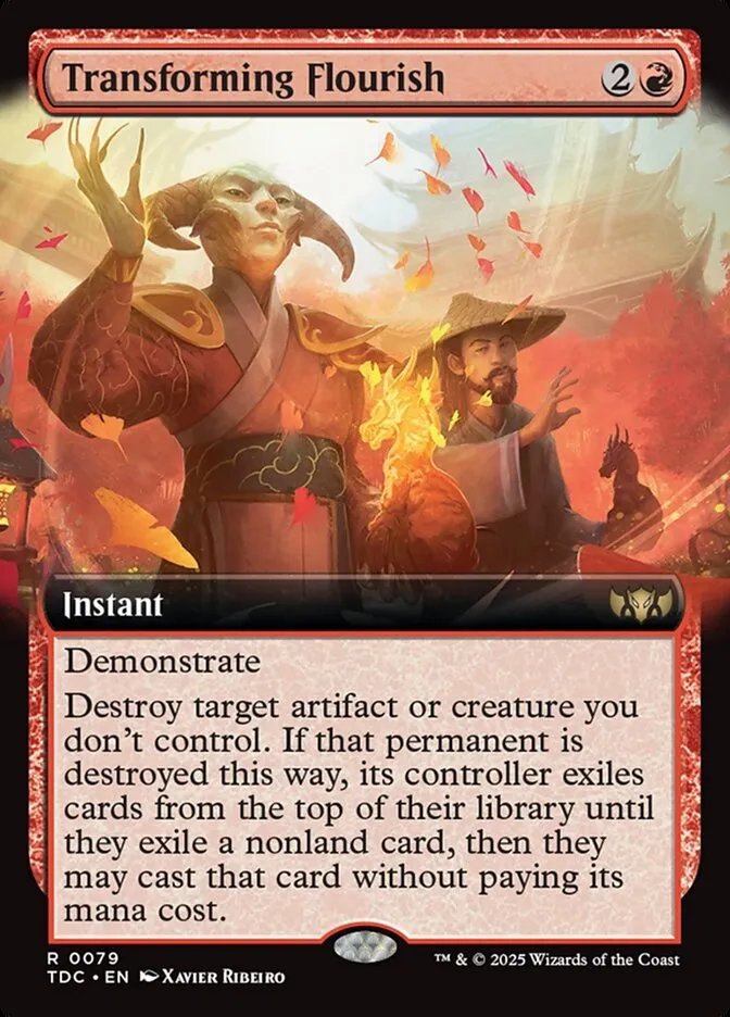 2025 Tarkir: Dragonstorm Commander Transforming Flourish rare #79 rare card image
