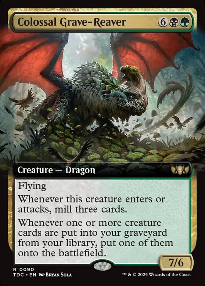 2025 Tarkir: Dragonstorm Commander Colossal Grave-Reaver [Extended Art] rare #90 rare card image