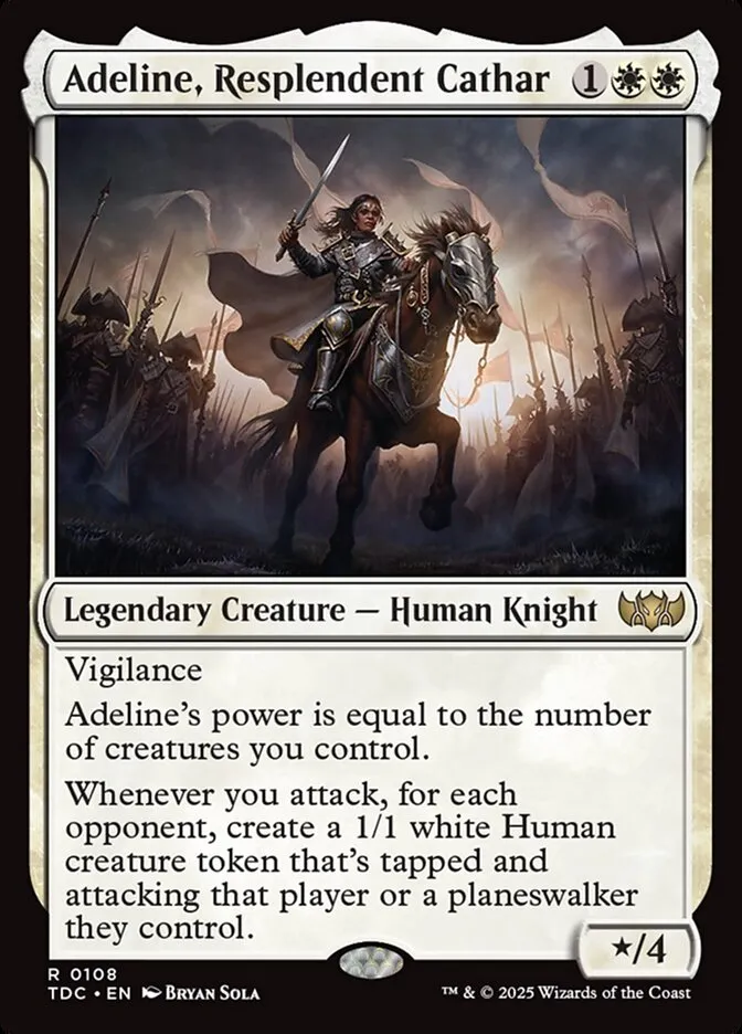 2025 Tarkir: Dragonstorm Commander Adeline, Resplendent Cathar #108 rare card image