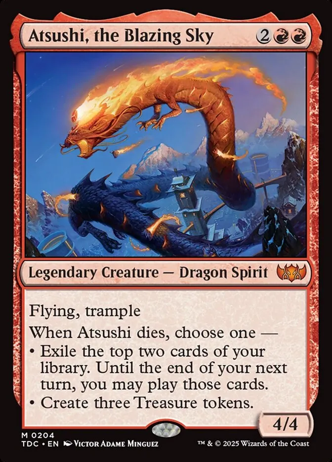 2025 Tarkir: Dragonstorm Commander Atsushi, the Blazing Sky #204 mythic card image