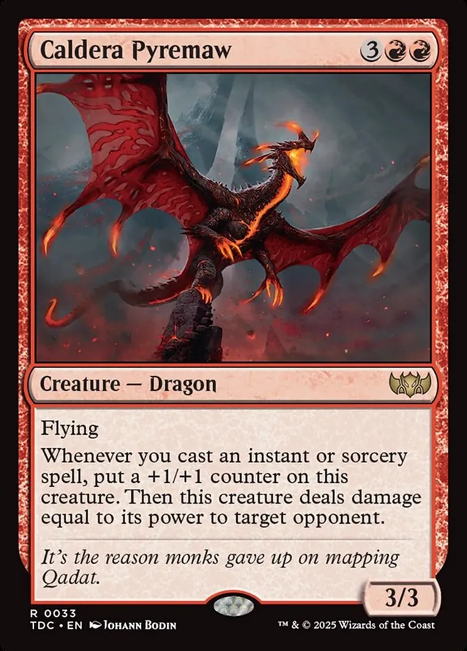 2025 Tarkir: Dragonstorm Commander Caldera Pyremaw #33 rare card image