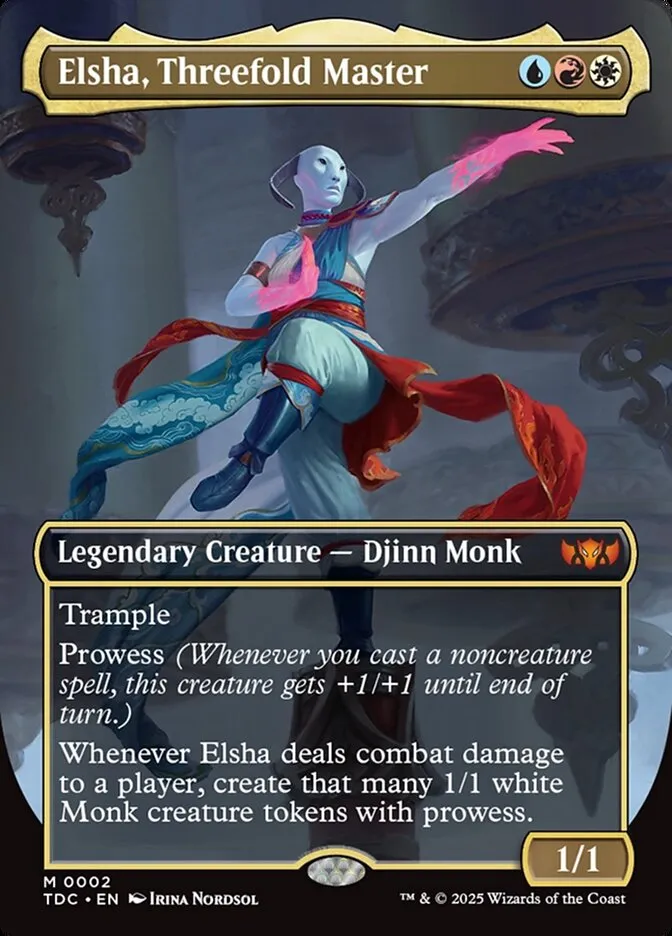 2025 Tarkir: Dragonstorm Commander Elsha, Threefold Master [Borderless] mythic #2 mythic card image