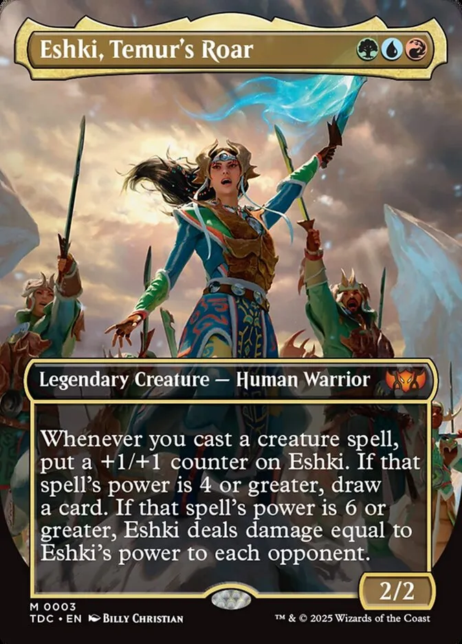2025 Tarkir: Dragonstorm Commander Eshki, Temur's Roar [Borderless] mythic #3 mythic card image