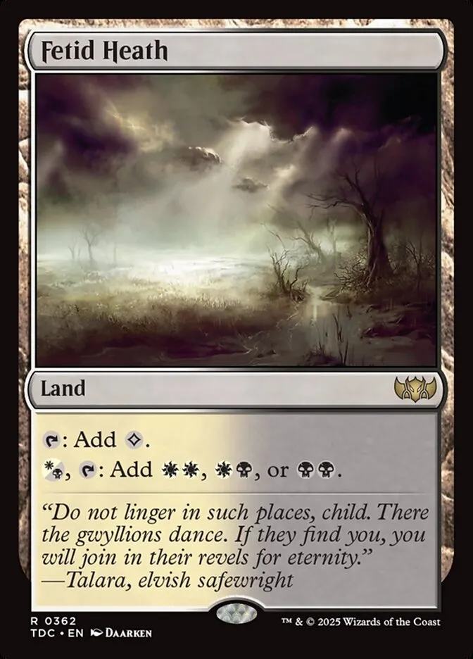 2025 Tarkir: Dragonstorm Commander Fetid Heath #362 rare card image