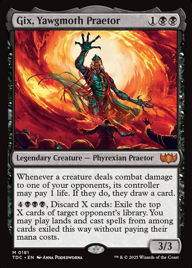 2025 Tarkir: Dragonstorm Commander Gix, Yawgmoth Praetor #181 mythic card image