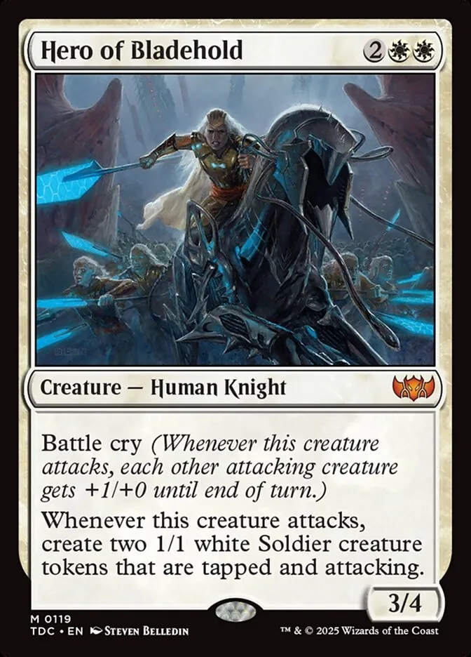 2025 Tarkir: Dragonstorm Commander Hero of Bladehold #119 mythic card image