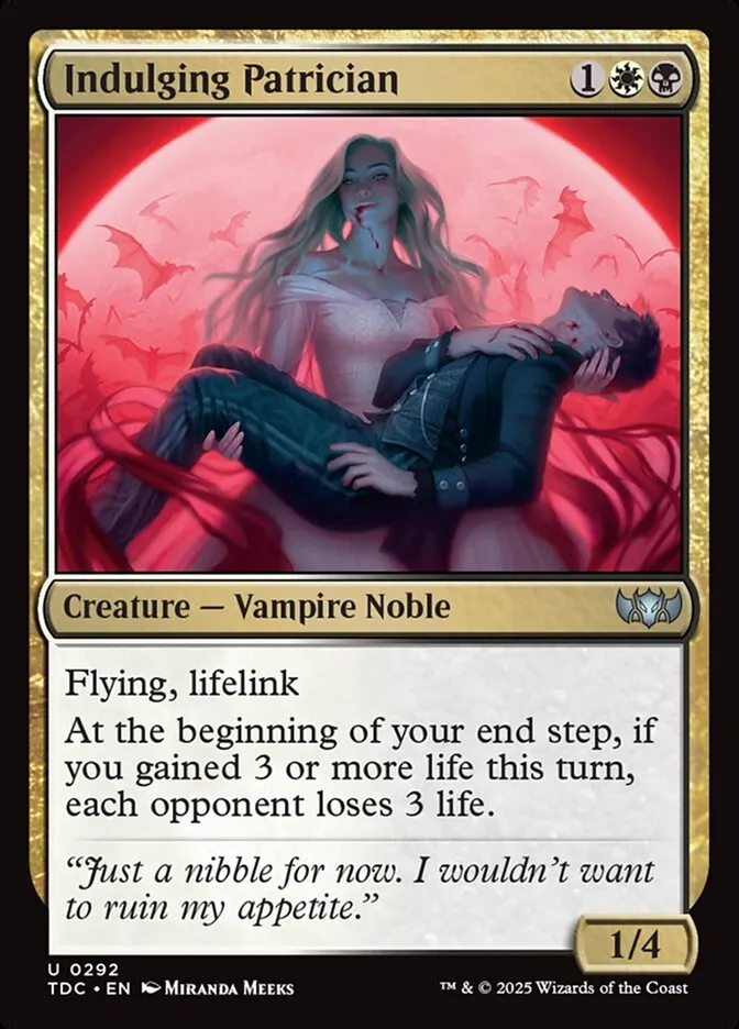 2025 Tarkir: Dragonstorm Commander Indulging Patrician #292 uncommon card image