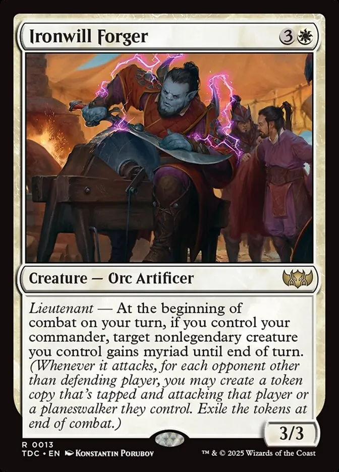 2025 Tarkir: Dragonstorm Commander Ironwill Forger rare #13 rare card image